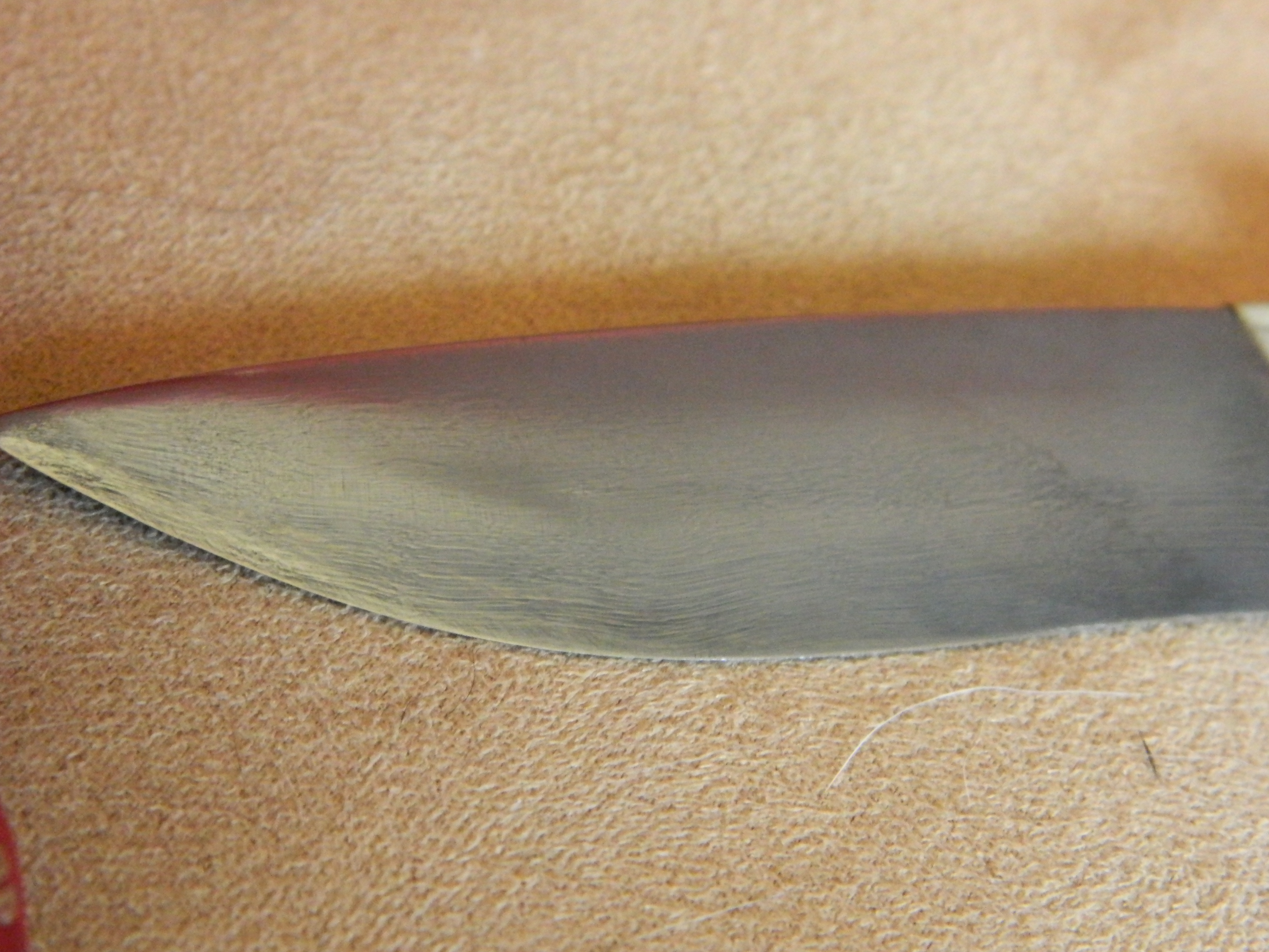 My first 52100 blade, Etching lines are visible, Temper line is not.